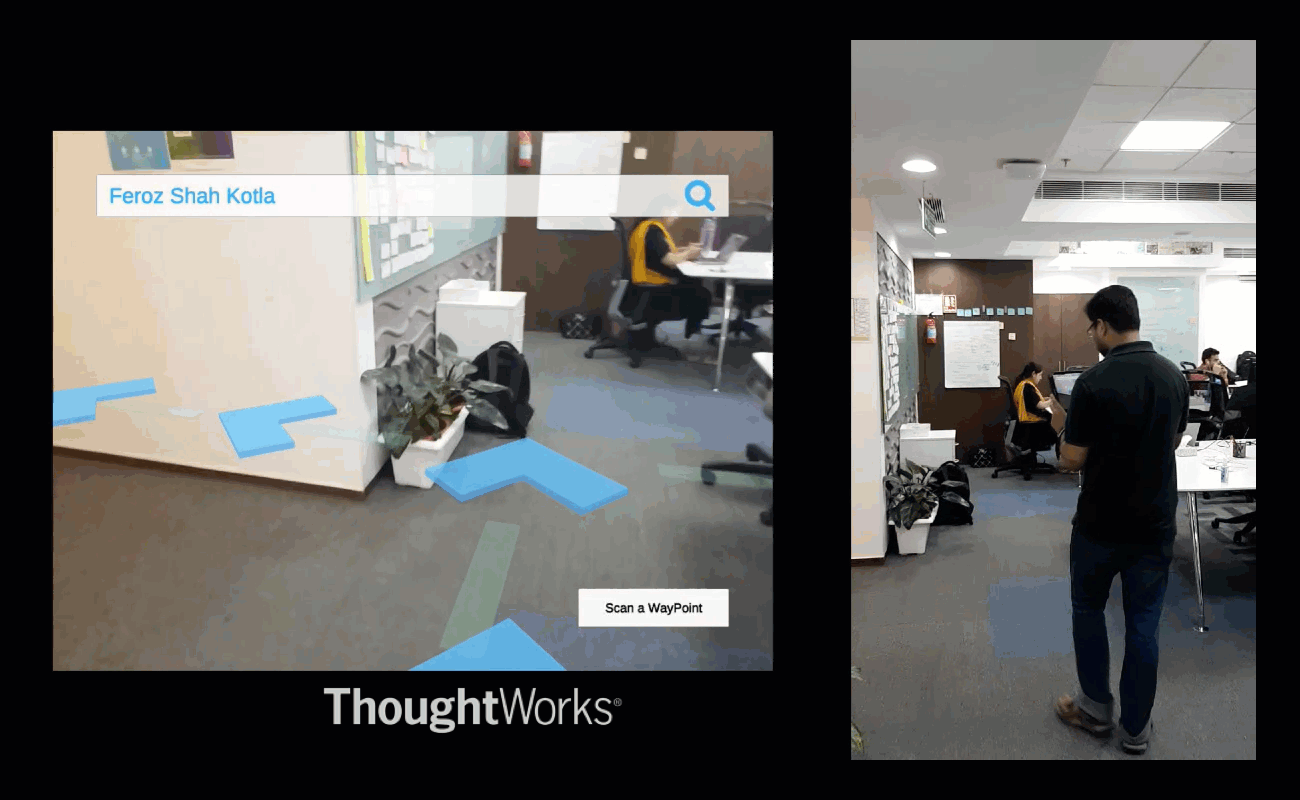 AR enabled Office Explorer app in use at the ThoughtWorks office