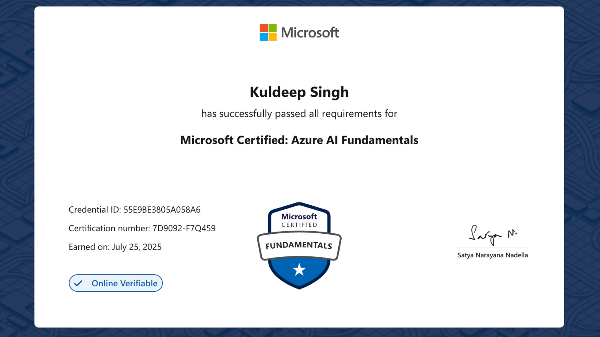 Microsoft Certified: Azure AI Fundamentals