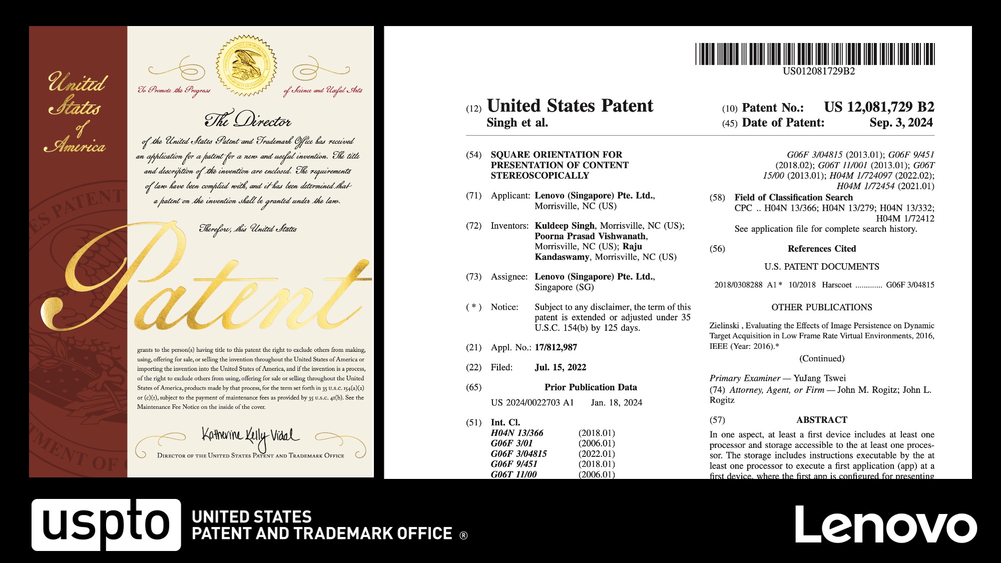 image from Patent Granted: Square orientation for stereoscopic rendering