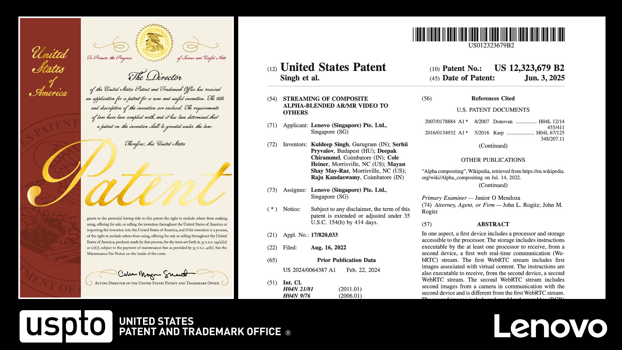 image from Patent Granted: Streaming of Composite Alpha Blended AR/MR Video